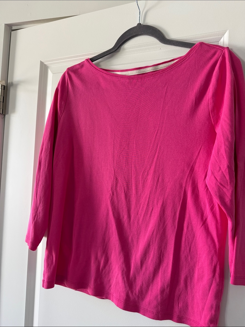 Talbots Bright Pink Boatneck Long Sleeve Top